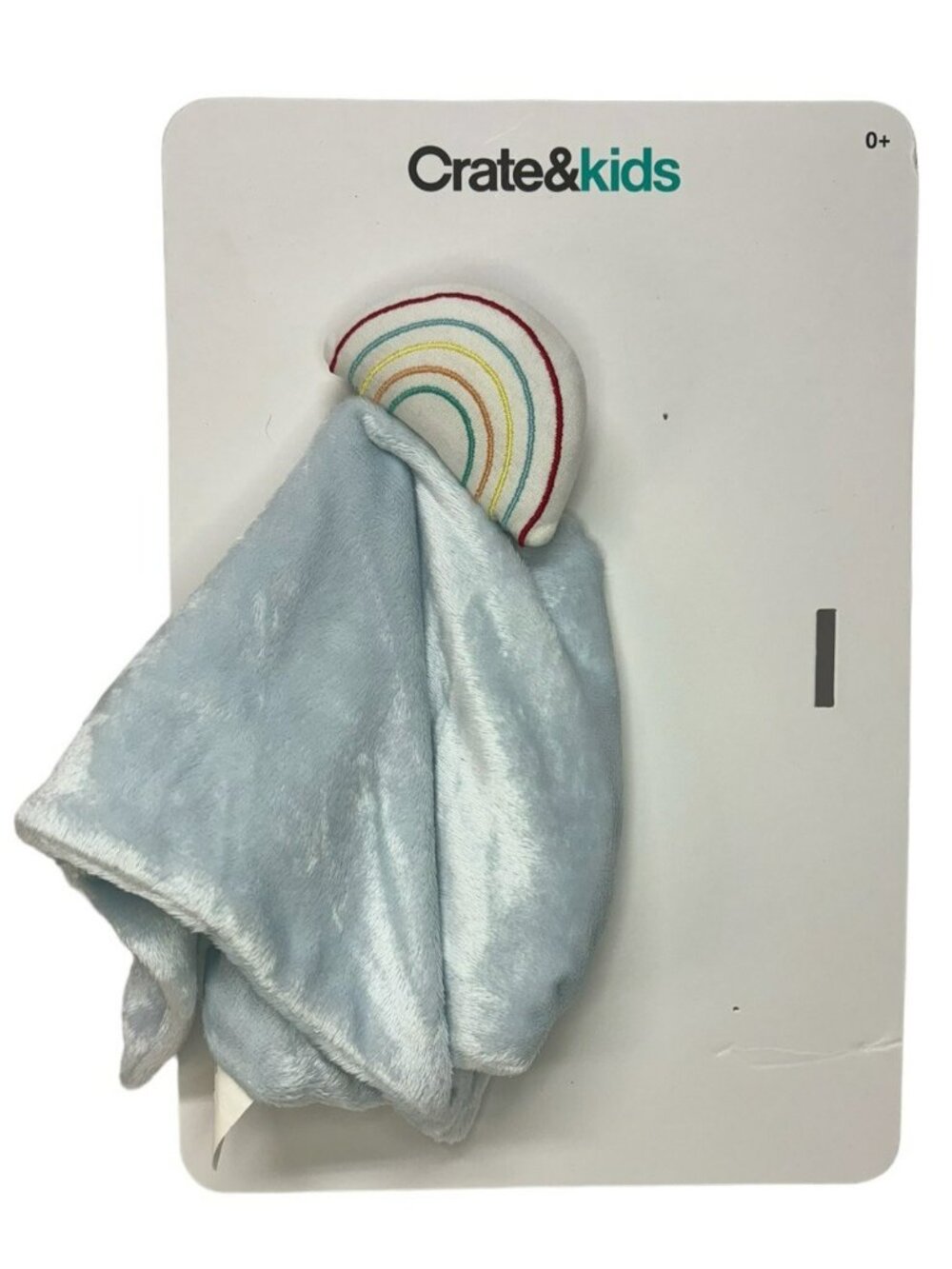 NWT Crate & Barrel Kids Rainbow Plush Blue Lovey Security Blanket 14"x14" RARE